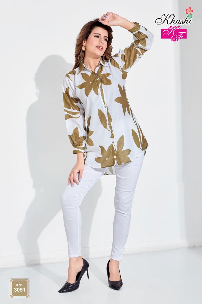 Fancy Digital Printed Ladies Shirt Catalog